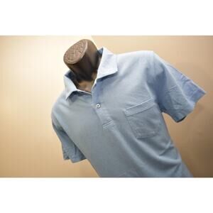 Mack Weldon Golf Polo Blue Short Sleeve Cotton Modal Front Pocket Mens Large